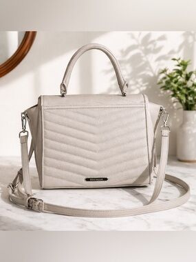 Steve Madden Chevron Quilted Satchel – Ice Gray